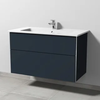 Sanipa 3way Keramik-Set Venticello Keramik-Waschtisch und Unterbau mit 2 Auszügen, Marine-Matt BP3241R