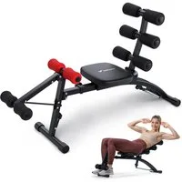 MERACH Bauchtrainer Multi-Function Bauchmuskeltrainer für Zuhause bis 136kg (4-fach verstellbar, klappbar, Stabile Struktur, Ab- und Beinübungen, 1-St., Ergonomisches Design, verstärkte Stahlkonstruktion, extra Polsterung), ideal für Ganzkörpertraini