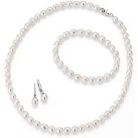 Firetti Schmuckset Multipack Schmuck Geschenk Silber 925 Halskette Armband Ohrstecker (Set, 4-tlg), Made in Germany - mit Süßwasserzuchtperlen