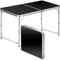 Goods+Gadgets Klapptisch Faltbarertisch - Campingtisch höhenverstellbar mit Aluminiumrahmen (Markttisch Tapeziertisch), Klappbarer Mehrzwecktisch - Klapp-Tisch Schwarz
