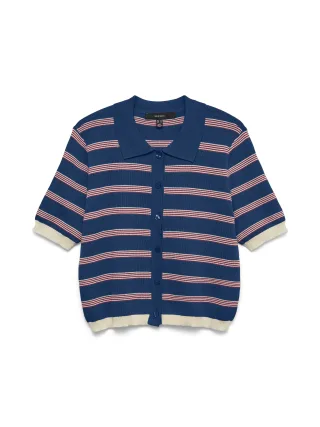 VERO MODA - VMMUSIC 2/4 POLONECK CARDIGAN Navy Peony - Gr. - S