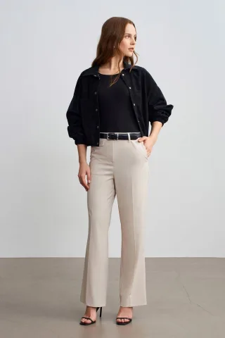 Damen Hochtaillierte gerade Crepe-Hosen