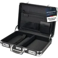 HMF Aktenkoffer Eleganter Alu Business Koffer, 0 Rollen, Attachékoffer mit Zahlenschloss, 45 x 33 x 11 cm, schwarz
