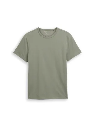 Denim Tom Tailor - Slim Fit T-Shirt aus Baumwolle dusty mid olive - Gr. - M