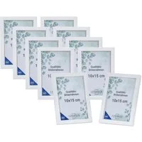 Levandeo® Bilderrahmen, 10er Set Bilderrahmen Echtholz Made in EU 10x15 Weiß Glasscheibe
