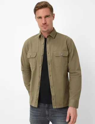 Brax Herren Overshirt Style KAY thyme Grün Khaki, grün - khaki, Gr. L