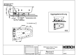 Hoesch Monolith Einbau Whirlwanne iSensi Trapez 1500x1000 links mit System Reviva II 3954E.010305002