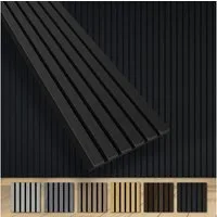 Hexim Wandpaneel, (Akustikpaneele 6 Stück 280x30cm Holz Grande - XXL Holzpaneele Platten Lamellen Wandverkleidung Echtholzfurnier 21mm Filz Schalldämmung MDF Schwarz 5,05m² Black Ash)