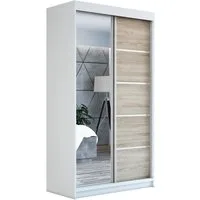 A&J MöbelLand GmbH Schiebetürenschrank GAPI mit Spiegel (TOP ANGEBOT! Geräumiger Schrank mit viel Stauraum:6 Regalen und 1 Kleiderstange – -ideal zur Aufbewahrung von Kleidung und Accessoires. TOP PRODUKT! Farbe und Größe (120 cm, 160 cm, 180 cm) zur