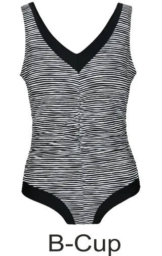 IN LINEA - Da.-Badeanzug black stripe