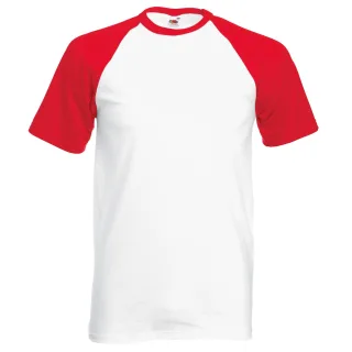 Fruit Of The Loom Herren Kurzarm Baseball T-Shirt (Weiß/Rot)