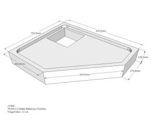 Neuesbad Wannenträger für Bette Caro 75x90x3,5 Fünfeck SD22705