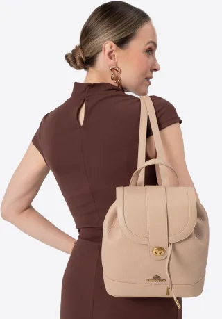 Wittchen Damen-Lederrucksack mit Trageriemen, Beige, Naturleder