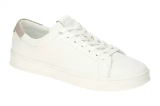 Calvin Klein Herren Sneakers HM01758 0K8 Wei?/Feather Gray Echtleder Textil F...