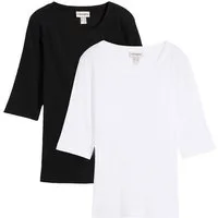 bonprix T-Shirt (Packung, 2er) aus Baumwoll-Elasthan-Mix, schmale Passform, Halbarm-Design