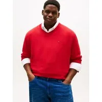 Tommy Hilfiger Big & Tall V-Ausschnitt-Pullover BT-ESSENTIAL COTTON (Rippbündchen am Ärmel, Saum und Ausschnitt) Große Größen, normale Passform