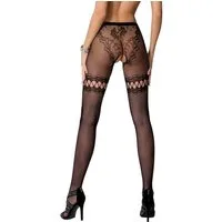 Passion Feinstrumpfhose Ouvert-Strumpfhose in schwarz aus Netz elastisch 20 DEN (1 St)