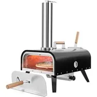 COSTWAY Pizzaofen, Outdoor aus Edelstahl mit Pizzastein, Pizzaschaufel