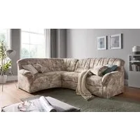 DOMO collection Ecksofa Bahia, zeitlos und elegant, bequeme Armlehnen, L-Form, Microfaser, natur