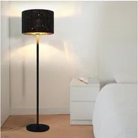 Nettlife Stehlampe Vintage Schwarz Sternenhimmel Stoffschirm E27 max.40W Wohnzimmer, mit FuBschalter, LED fest integriert, für Schlafzimmer Esszimmer Wohnzimmer