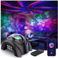ANYSUN LED-Sternenhimmel Projektor, 58 Farben 15 Einschlafmusik Nachtlicht Kinder, Doppellinse, Bluetooth-Lautsprecher, Fernbedienung, Timer, Aurora- und Nebel-Nachtlicht, Geschenke für Teenager Mädchen Frauen Junge Männer