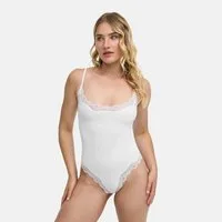 cfab (creamy fabrics) Shaping-Body Bodysuit String mit Lace-Weiß-3XL (1-tlg)
