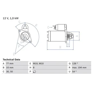 Bosch Anlasser 1,2 kW 0986020401 Mitsubishi Carisma Colt Fto Lancer Pajero Space