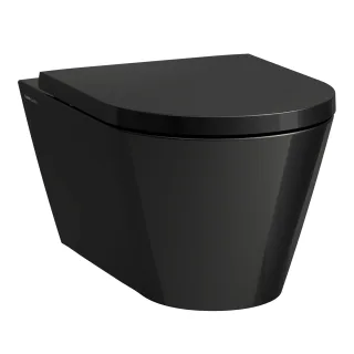 LAUFEN Wand-Tiefspül-WC Kartell, T:545mm, B:370mm, mit Silent-Flush, spülrandlos, schwarz glänzend H8213310200001