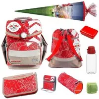 SCHOOL-MOOD® Schulranzen Timeless Air+ für Jungen von der 1. bis 4. Klasse (Set, 10-tlg), im Schalke 04 Stil mit Dose, Flasche und Schultüte 85 cm