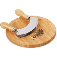 relaxdays Wiegemesser Zweischneidiges Wiegemesser mit Brett