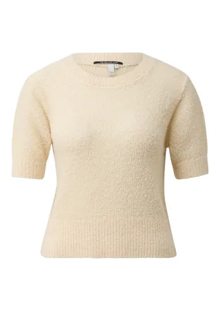 Q/S designed by - Kurzarm-Strickpullover beige - Gr. - XL