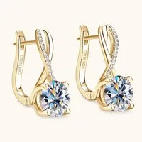 ROUGEMONT Creolen-Set Luxuriöse Moissanit Damen Creolen 925 Sterling Silber 18K Gold, Echtschmuck mit Echtheitszertifikat