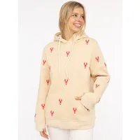 Zwillingsherz Kapuzensweatshirt Hummer-Stickerei, Kapuze, Kordelzug, Baumwollmix