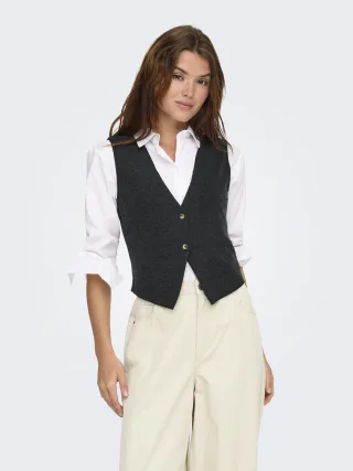 ONLY - ONLMATTY S/L VEST CC SWT Dark Grey Melange - Gr. - S
