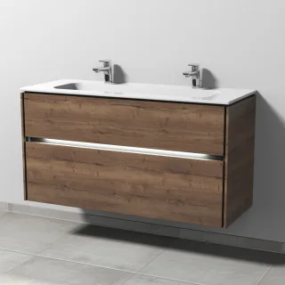 Sanipa Twiga Keramik-Set Design mit 2 Auszügen und LED-Beleuchtung, Eiche-Tabak, SL25350 SL25350