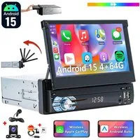 ESSGOO DAB+ 4+64G 1DIN 7'' Flip Out Android 15 Carplay Autoradio GPS WIFI FM Autoradio (Digitalradio (DAB), 4+64GB(optional), RDS, AM, FM, Carplay Android Auto Bluetooth EQ USB GPS Navi WIFI Touchscreen)