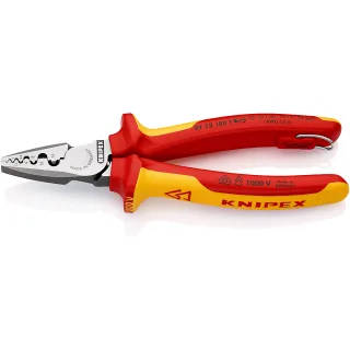 KNIPEX Crimpzange für Aderendhülsen 180 mm isoliert, VDE-geprüft mit Befestigungsöse - 9778180T
