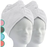 ELEXACARE Turban-Handtuch Haarturban mit Knopf, Mikrofaser (2-St), Turbanhandtuch mit Knopf und Schlaufe