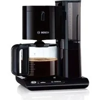 BOSCH Filterkaffeemaschine Styline TKA8013, Aroma Sensor, Aromaschutz-Glaskanne 1,25 L, 1,25l Kaffeekanne, Papierfilter 1x4, für 10-15 Tassen, Abschaltautomatik, Entkalkungssystem, schwarz