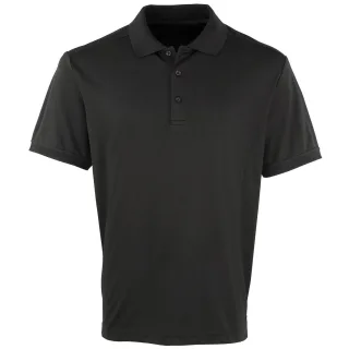 Premier Mens Coolchecker Pique Short Sleeve Polo T-Shirt (Schwarz)