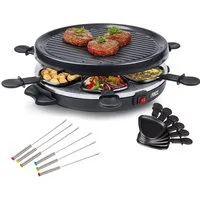 PRINCESS Raclette, 6 Raclettepfännchen, Gerät für 2-6 Personen runder Tischgrill Ø30cm Raclet Camping geeignet