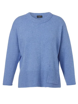 VIA APPIA DUE - Pullover Rundhals 1/1 Arm Taschen blau melange - Gr. - 46