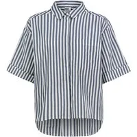 SUBLEVEL Kurzarmbluse Damen Kurze Bluse mit Streifenmuster Kurzarm Oversize Bluse, Brusttasche