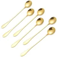 Cheffinger Besteck-Set 6er Set goldene Latte-Kaffeelöffel aus hochwertigem Edelstahl Modern, Edelstahl