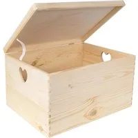 Creative Deco Aufbewahrungsbox Holzkiste mit Deckel Erinnerungsbox Holzbox, herzförmige Griffe