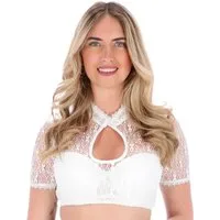 Steigenhöfer Manufaktur Dirndlbluse - MARIE - Dirndl Bluse Damen mit Perle und Tropfenausschnitt - Kurzarm Weicher Stoff mit angenehmen Tragegefühl - Ideal fürs Oktoberfest