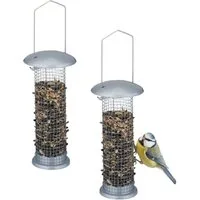 relaxdays Vogelhaus Vogelfutterspender 2er Set zum Aufhängen