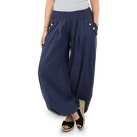 malito more than fashion Haremshose malito Damen Pumphose mit Holzzierknöpfen 23245H Pumphose Sommerhose locker und luftig Einheitsgröße