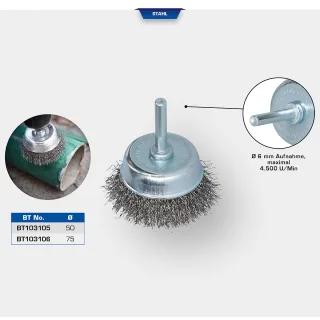 Brilliant Tools Topfbürste, Ø 75 mm mit 6 mm Aufnahme - BT103106
