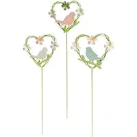 LB H&F Lilienburg Dekofigur 3er SET Dekostecker Herz Deko Frühling Frühjahr Liebe (Metallstecker Pflanzenstecker Geschenkidee Blumentöpfe Pflanzendekorationen Metallschmuck für Zuhause, Valentinstagsdekoration, Sommer innen außen Pflanzstecker Blumen